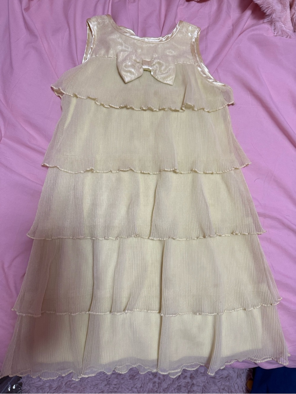 Jona Michelle Yellow Layered Bow Dress